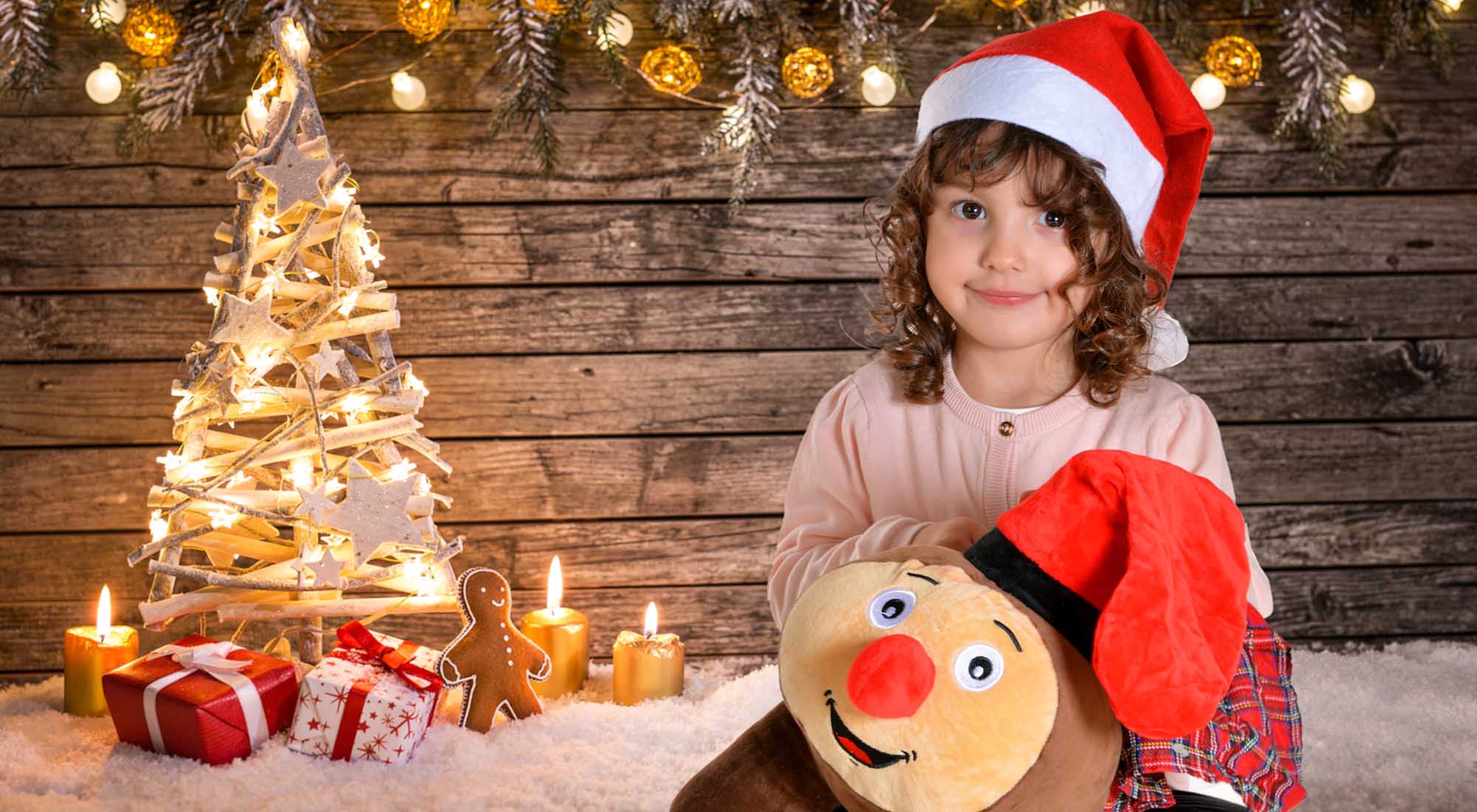 Christmas decoration on wooden background