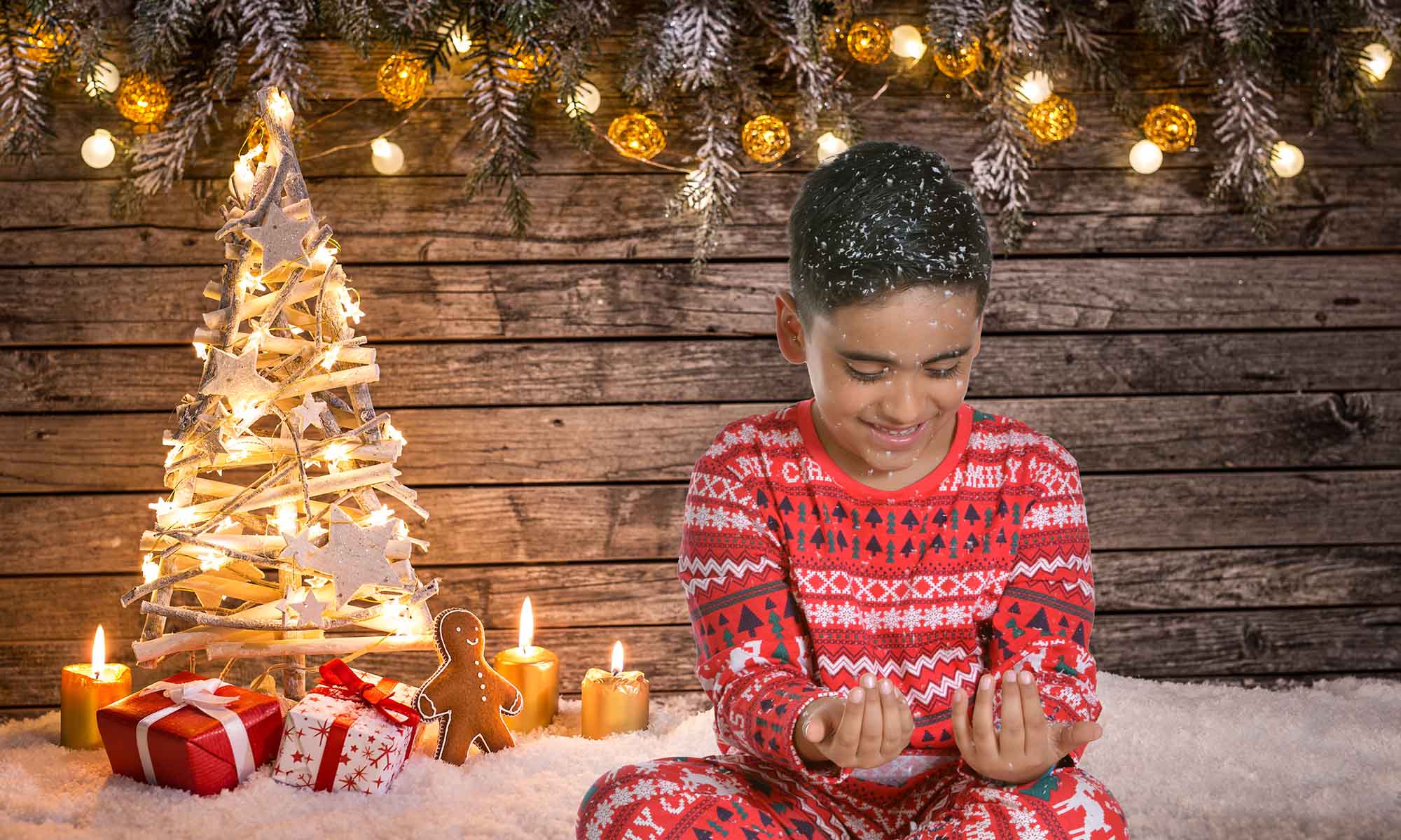 Christmas decoration on wooden background